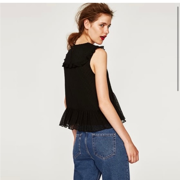 Zara Floral Embroidered Dot Mesh
Peplum Blouse - Picture 5 of 5